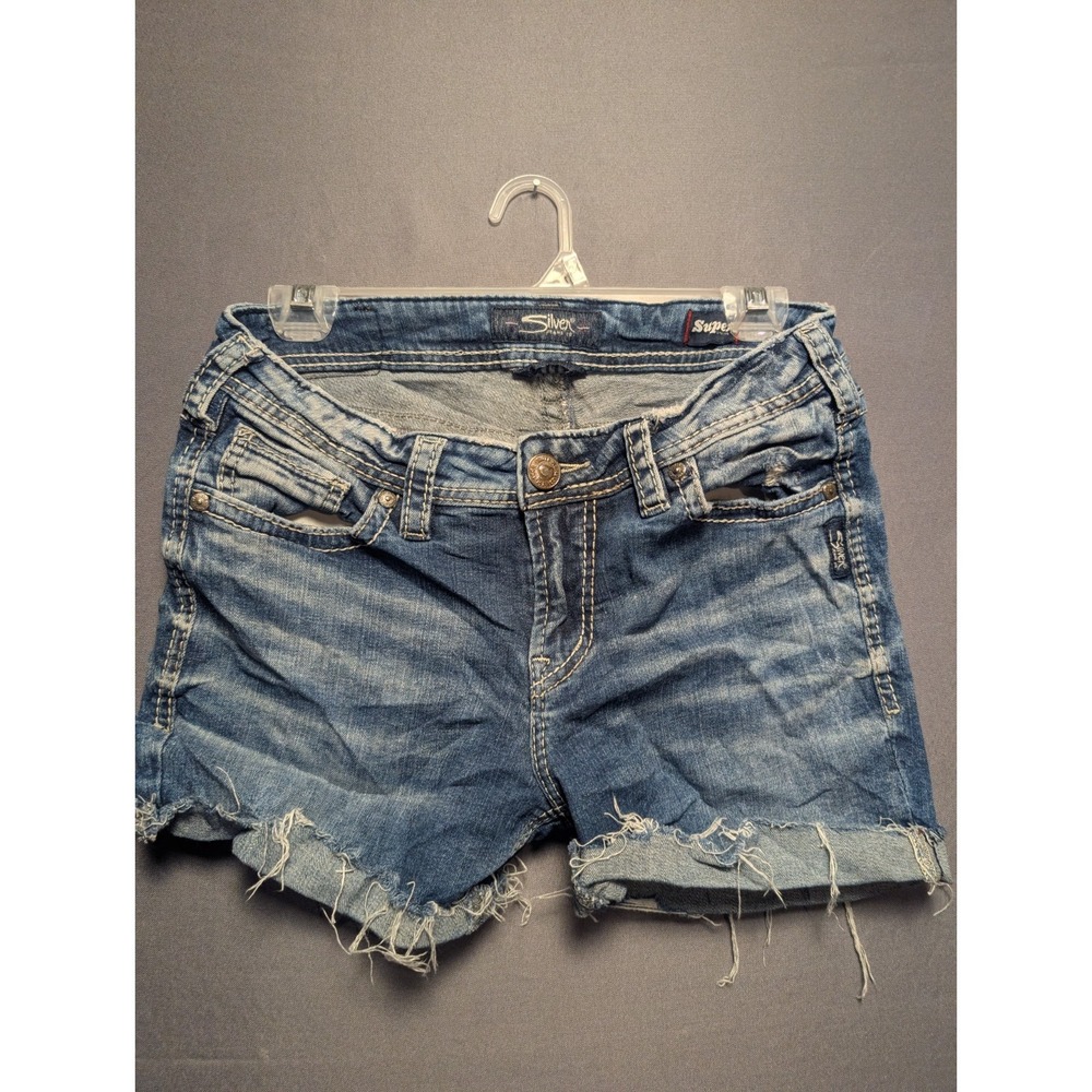Silver Jeans Co. Suki Mid Cutoff Shorts Womens 29 Denim Super Stretch Raw Hem